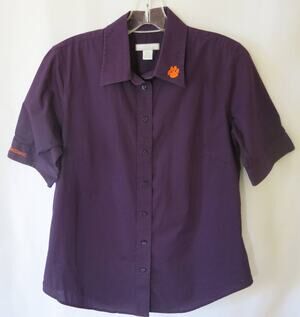 SOUTH CAROLINA CLEMSON TIGERS Button Down Shirt Size M Women's Purple Logo